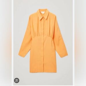 COS Orange Gathered Shirt Dress